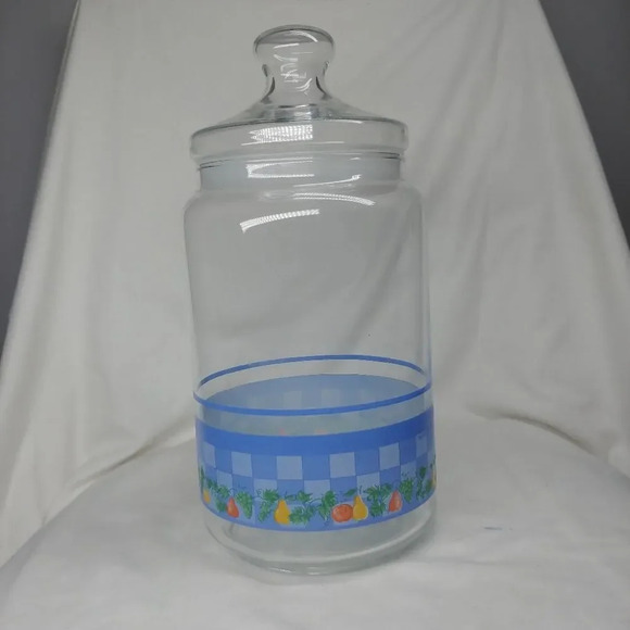 Vintage Arcopal Glass Cookie Jar with Lid designed Marc Palluy Primeur  1980s - Picture 2 of 7